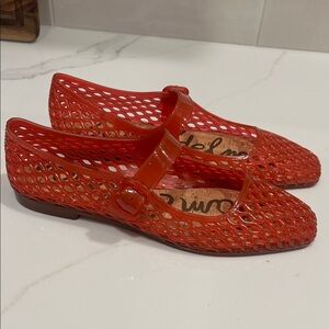 Sam Edelman Orange Mesh Mary Jane Flats